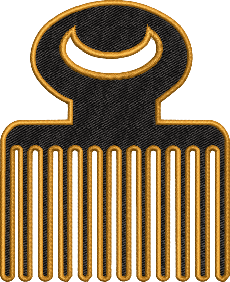 afe adinkara symbol femininity afro comb embroidery design