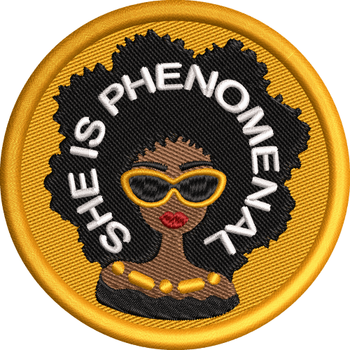 SHE IS UNAPOLOGETIC Patch Full Fill Large » AFROCENTRIC EMBROIDERY