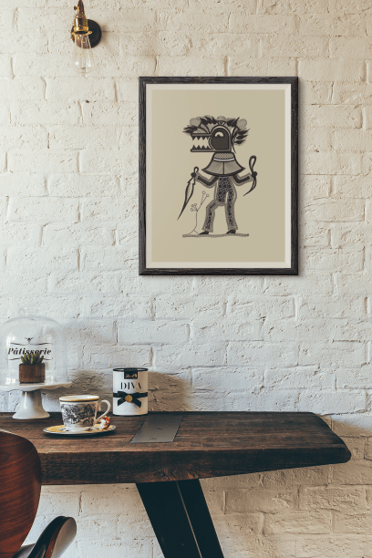 mockup of an art print on the wall of a small rustic dining room 3915 el1 AFROCENTRIC EMBROIDERY DESIGNS art