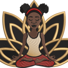 EMBROIDERY DESIGN BROWN GIRL SELF CARE YOGA RELAX HEALING