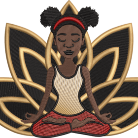 EMBROIDERY DESIGN BROWN GIRL SELF CARE YOGA RELAX HEALING