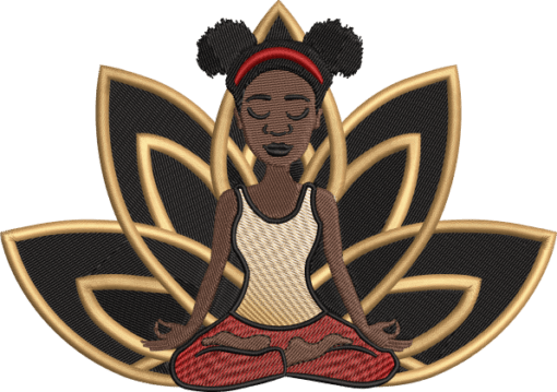 EMBROIDERY DESIGN BROWN GIRL SELF CARE YOGA RELAX HEALING