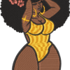 curvy afro woman gold embroidery design