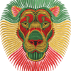 African red gold and green embroidery lion