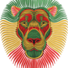 African red gold and green embroidery lion