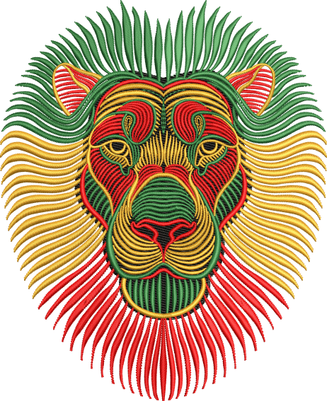 African red gold and green embroidery lion