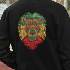 RED GOLD AND GREEN LION EMBROIDERY DESIGN