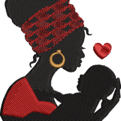 black mother love embroidery design