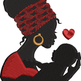 black mother love embroidery design