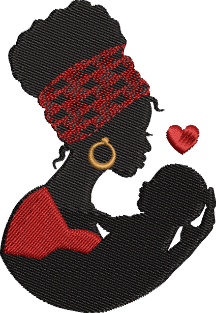 black mother love embroidery design