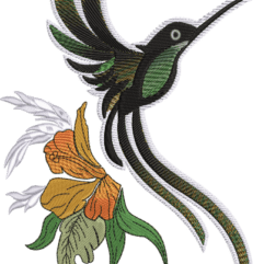 Jamaica-hummingbird-embroidery design-Caribbean-flowers