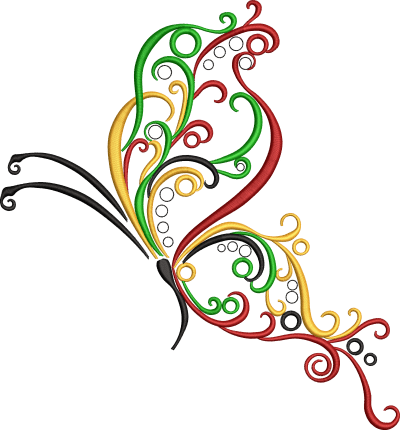RED GOLD AND GREEN BUTTERFLY AFROCENTRIC EMBROIDERY DESIGNS butterfly