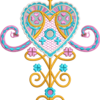 A beautiful and meaningful embroidery design with the typical Erzulie Dantor colors. Looks great  on the legs of a denim pants or a jacket back. This design was test stitched on polo fabric with cut away backing.