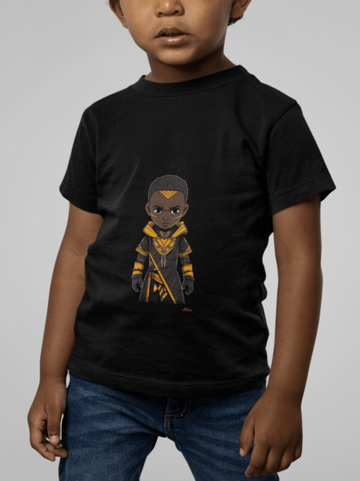 mockup of a little kid wearing a short tee m14951 AFROCENTRIC EMBROIDERY DESIGNS BLACK BOY WARRIOR