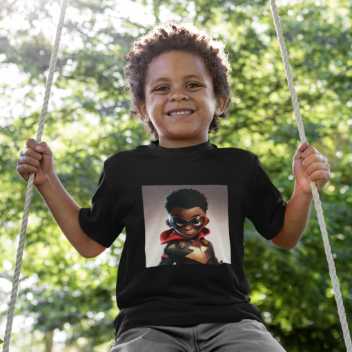 t shirt mockup of a happy boy playing on a swing 40491 r el2 AFROCENTRIC EMBROIDERY DESIGNS BLACK BOY SUPERHERO