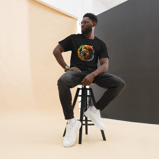 mens classic tee black front 65e0e6ee22c5b Designs with a unique blend of culture and style. Rasta vibes, Afro futuristic, heritage and Roots & Culture.