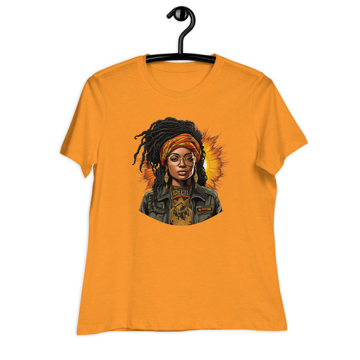 womens relaxed t shirt heather marmalade front 65e0ed665de06 Designs with a unique blend of culture and style. Rasta vibes, Afro futuristic, heritage and Roots & Culture.