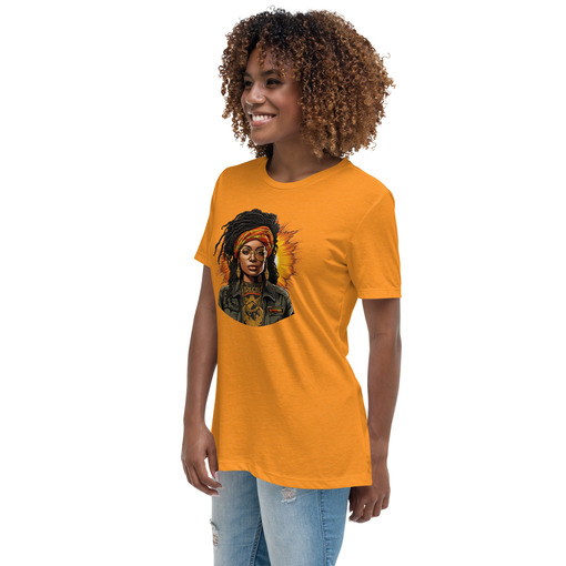 womens relaxed t shirt heather marmalade left front 65e0ed665b96b Designs with a unique blend of culture and style. Rasta vibes, Afro futuristic, heritage and Roots & Culture.