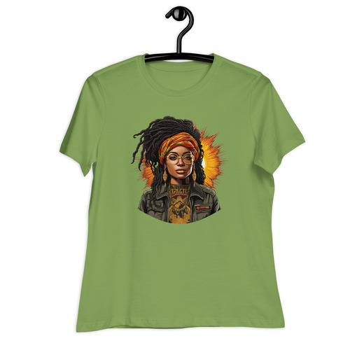 womens relaxed t shirt leaf front 65e0ed665d5b6 Designs with a unique blend of culture and style. Rasta vibes, Afro futuristic, heritage and Roots & Culture.