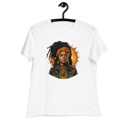 womens relaxed t shirt white front 65e0ed665e93b Designs with a unique blend of culture and style. Rasta vibes, Afro futuristic, heritage and Roots & Culture.