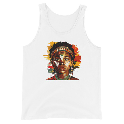 mens staple tank top white front 664282ce482aa Designs with a unique blend of culture and style. Rasta vibes, Afro futuristic, heritage and Roots & Culture. EMBROIDERY,culture,roots