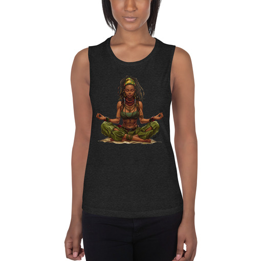 womens muscle tank black heather front 6643dc88105f6 Designs with a unique blend of culture and style. Rasta vibes, Afro futuristic, heritage and Roots & Culture. EMBROIDERY,culture,roots