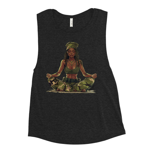 womens muscle tank black heather front 6643dce39c843 Designs with a unique blend of culture and style. Rasta vibes, Afro futuristic, heritage and Roots & Culture. EMBROIDERY,culture,roots