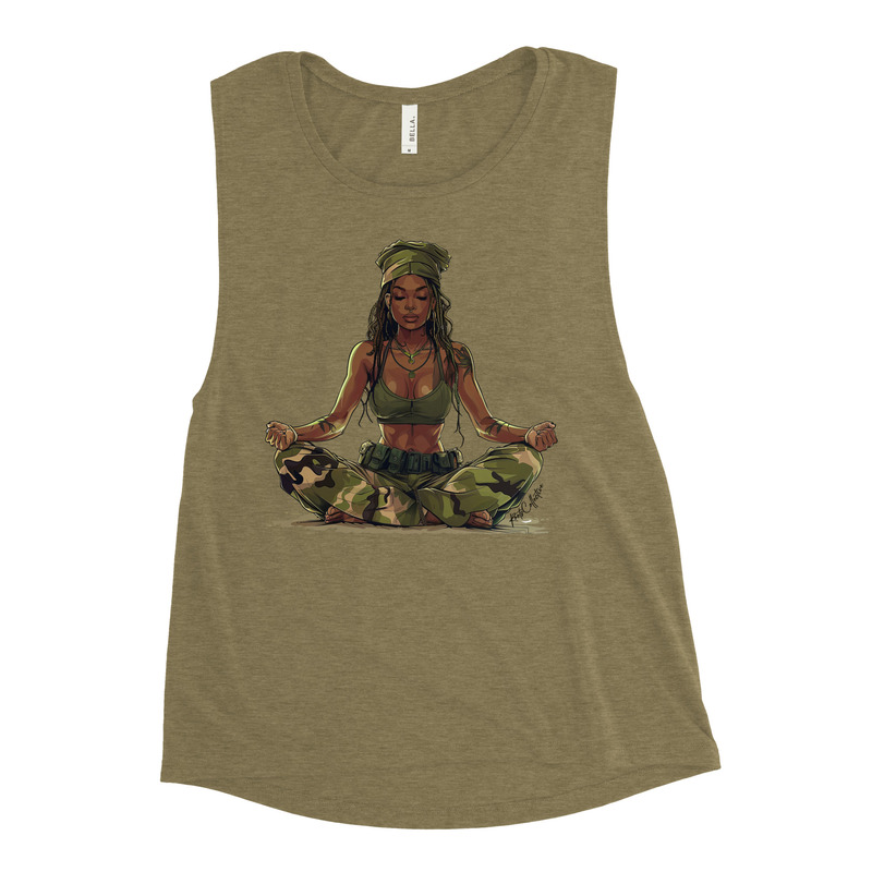 womens muscle tank heather olive front 6643dce39e5ef 1 Designs with a unique blend of culture and style. Rasta vibes, Afro futuristic, heritage and Roots & Culture. EMBROIDERY,culture,roots