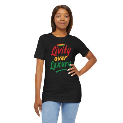 Livity Over Luxury Rastafarian Tee | Unisex Jersey Short Sleeve Shirt - Image 5