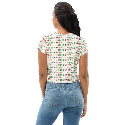 GAZA VYBZ -RED GREEN AND GOLD All-Over Print Crop Tee - Image 2