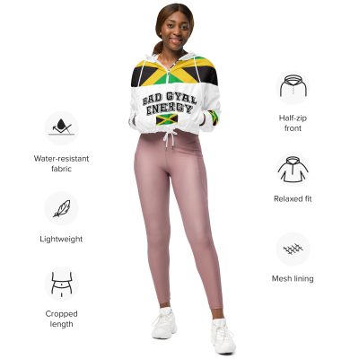 BAD GYAL ENERGY -JAMAICAN FLAG-GAZA4 EVE Women’s cropped windbreaker - Image 5