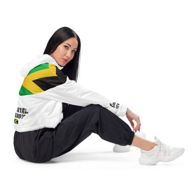 BAD GYAL ENERGY -JAMAICAN FLAG-GAZA4 EVE Women’s cropped windbreaker - Image 4